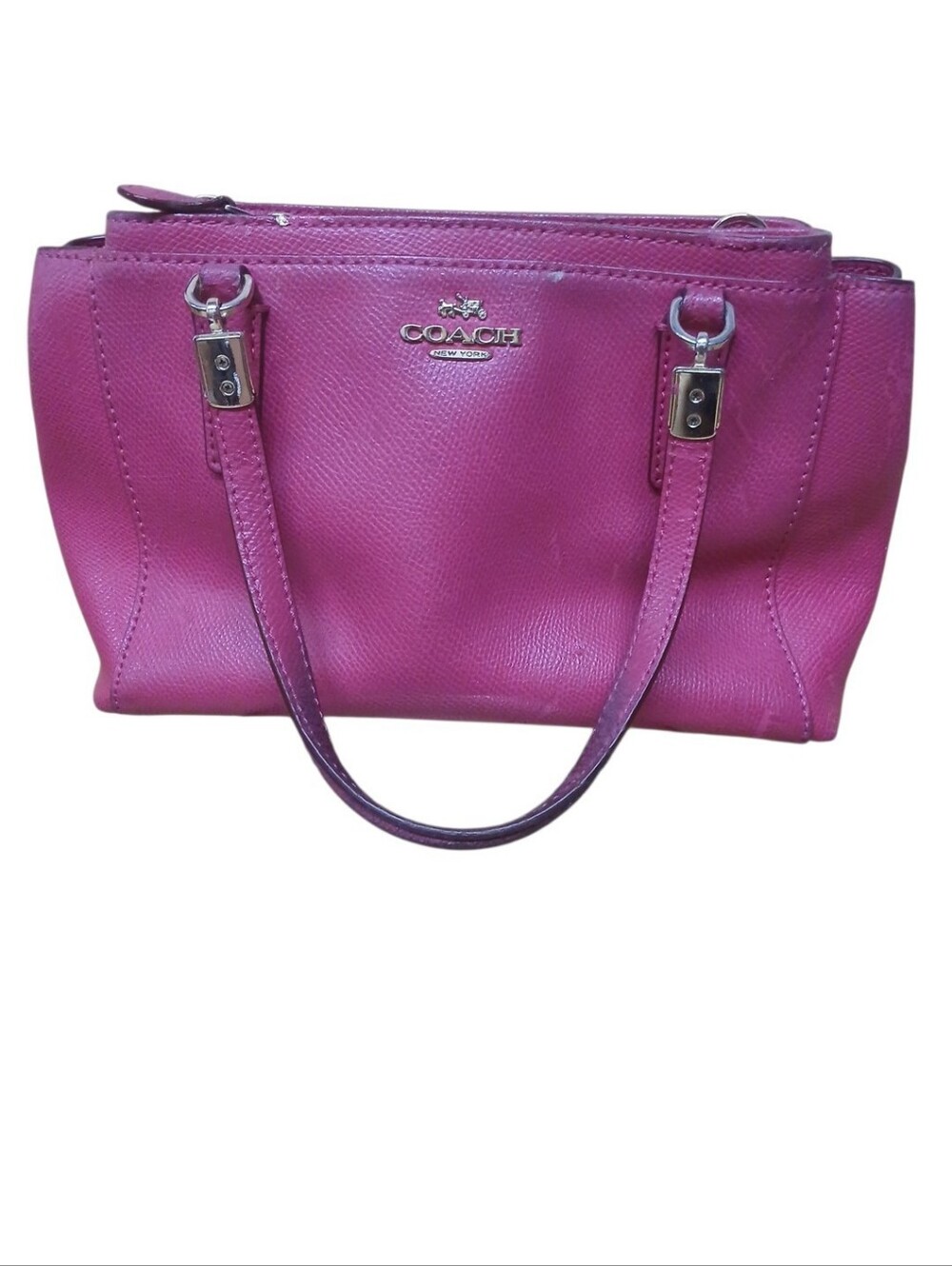 Coach Pink Leather Satchel With Gold Accents